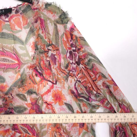 Anthropologie o.p.t Rhea Mini Dress Size XL Tiered Pleated Shift V-neck Floral - Picture 4 of 12